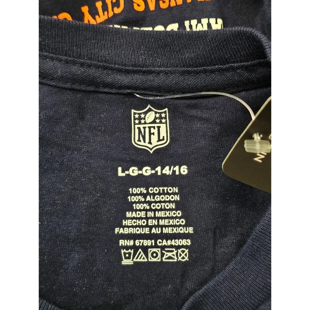 NFL Denver Broncos T-Shirt Kids Size L 14/16 Navy Blue Graphic 2015 Schedule Tee